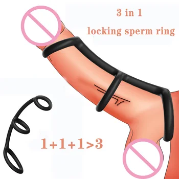 3 Az 1-ben Szilikon Pénisz Gyűrűk Rögzítő Sperma Rugalmas, Puha Bőr-barát Erotikus Játékok Felnőtt Termékek Ne Ismételt Kezelés Dildók