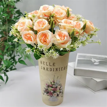 30 CM-es Selyem Mesterséges Rózsa Virág Igazi Touch 10 Nagy Virágok, 5 Bud Otthon Kert Díszítő Szimuláció Növények Esküvői Dekoráció