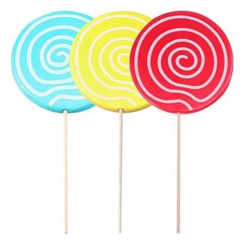 3Pcs Szimulált Lollipop Kellék Hamis Lollipop Candy Modell Dísz Esküvői Fesztivál Party Dekoráció