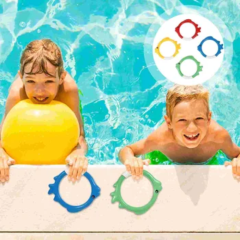 4 Db Színes Búvárkodás Gyűrű Gyerekek Úszás Játék, Játék, Kültéri Műanyag Nyári Játékok Medencés Buli