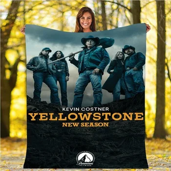 A film Yellowstone rajzfilm nyomtatott meleg takaróval, puha, kényelmes otthon utazási takaró, születésnapi ajándék, kanapé cover takaró