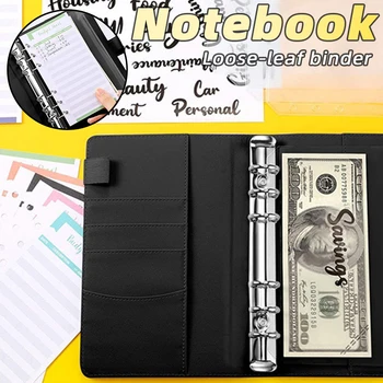 A6 PU Bőr Költségvetés Binder Notebook Készpénz Borítékok Rendszer Beállítása,Kötőanyaggal Zsebébe a Pénzt Költségvetési Megtakarítás Bill Szervező 2023