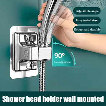 ABS zuhanyfej Jogosultja Falra Szerelhető Zuhanyzó Rack öntapadó Állítható, Forgatható Kézi Konzol Fürdőszoba Kiegészítők