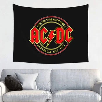 Az AC / DC Rock Gobelin Hippi Poliészter Falra Heavy Metal Zenét Fali Dekor Strand Mat Boszorkányság Fal Takaró