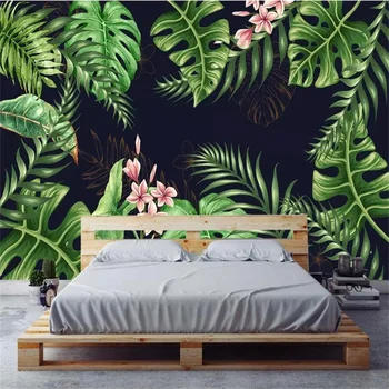 beibehang Egyéni háttérkép, 3d freskó Északi kézzel festett egyszerű trópusi esőerdő növény TV háttér falat díszítő festés