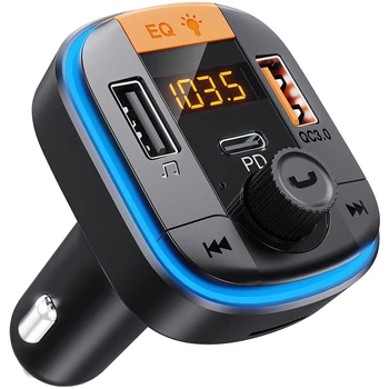 Bluetooth 5.0 FM Transmitter Adapter PD20W+QC3.0 Dual Gyors Töltés Vezeték nélküli Rádió Audio Vevő Autó MP3-Lejátszó
