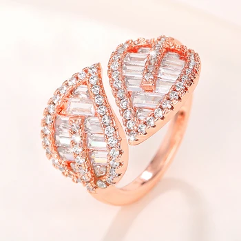 CAOSHI Gyönyörű Fényes Gyűrű Cirkónia Női Levél Alakú Design Ujját Zenekarok Tartozékok Trendi Parti Ékszer Esküvő