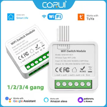CORUI Tuya WIFI Smart Switch Modul Intelligens Élet 1/2/3/4 Banda 2 Módon Vezérlő Kapcsoló Támogatja Alexa, a Google Haza, Alice hangvezérlés