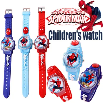 Disney rajzfilm Marvel SpiderMan Gyerek Órák felújítása forog Szilikon Gyermekek Szuperhős Nézni Fiúk Ajándék, játék Óra Csukló Watche
