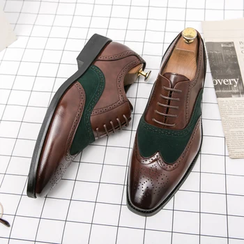 Divat hegyes toe oxford cipő klasszikus csipke kiváló minőségű üzleti stílus hivatalos férfi cipő, alkalmi bőr cipő méret 38-48