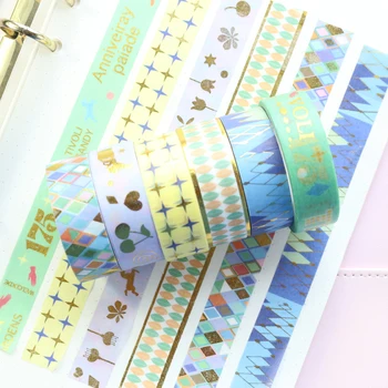 Domikee aranyos candy Japán arany fólia dekoratív DIY washi papír maszkoló szalagok a napló tervező fényképes üdvözlőkártyát papíráru