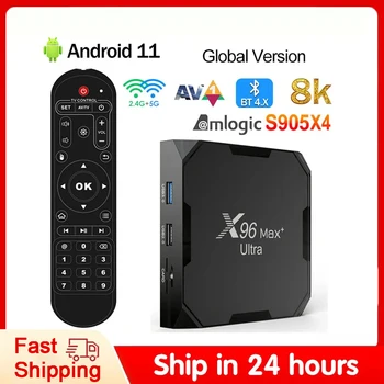 Eredeti X96 MAX Plus Ultra Android 11 TV Box Amlogic S905X4 4 GB 64 GB, 32 gb-os AV1 Wifi, BT 8K X96Max Smart Media Player Set Top Box
