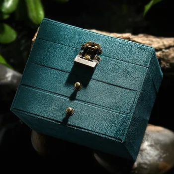 Fa ékszerdoboz Nyaklánc Fülbevaló gyűrű doboz ajándék doboz Asztali többrétegű ékszer tároló doboz