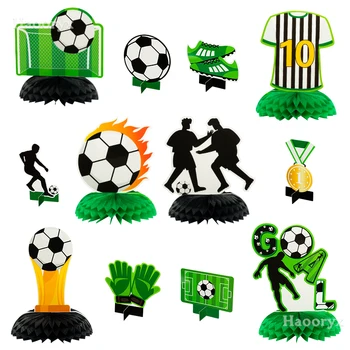 Focilabda Születésnapi Honeycomb Asztaldísz Futball a Téma Party Dekoráció Tizenéves Szívességet Trófea Arany-Érem Táblázat Toplisták