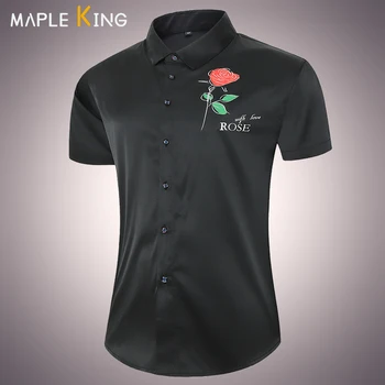 Férfi Ruha Ing 2023 Nyáron Eladó Vinatge Rose Nyomtatási Camisas Elegantes Para Hombre Divat Pár Hip-Hop Streetwear Blusas Maximum