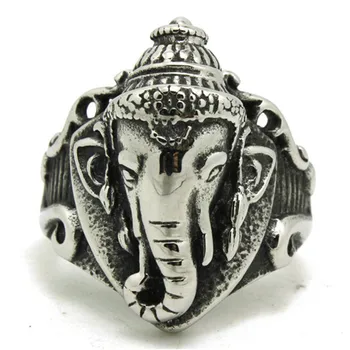 Ganesh Gyűrű 316L Rozsdamentes Acél Ékszerek Zenekar Fél Horgony Thor Üreges Ki Motoros Gyűrű