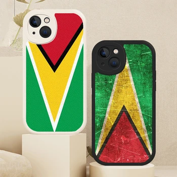 Guyana Zászló Báránybőr tok iPhone 14 13 11 12 Pro Max Mini 8 7 Plus SE 2020 X XR XS MAX Puha Zsák