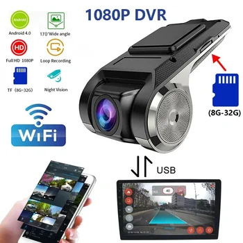 HD USB+Wifi Autó Dash DVR Rekord Elülső Kamera Videó 170° Auto Felvevő Android Rádió Multimédia Lejátszó Felügyeleti ADAS Új