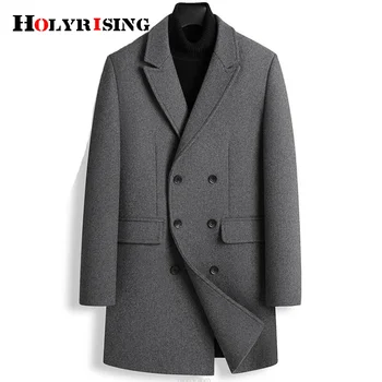 Holyrising férfi gyapjú kabát 2022 Őszi Új Stílus Kapcsolja Le a Gallér Keverékek Kabát Férfi Slim Fit Árok Kabát Plusz Mérete: M-4XL NZ089