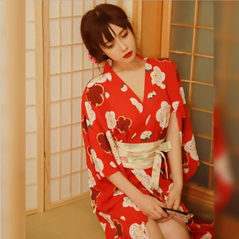 Japán Stílusú Kimonó Pizsama Női Lány Fürdőköpeny Fürdőköpeny Piros Jellemző, Szexi Ruházat Japán Ruhák