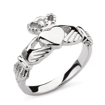 Kezét Szíve Korona Claddagh Ezüst Gyűrű Nők Csiszolt Esküvői Zenekar 925 Sterling Ezüst Ékszer Eljegyzési Gyűrűk Női Méret 4-11