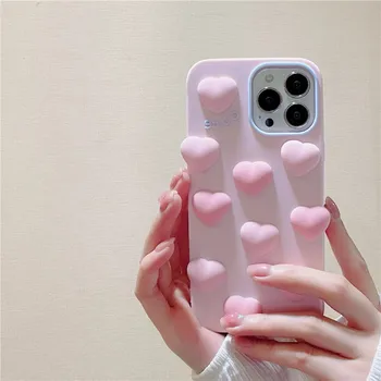 Koreai Pop szép Szerelmes szív rózsaszín Telefon tok iphone 14 13 12 11 Pro XS Max XR X SE20 6 7 8 Plusz Puha szilikon Aranyos Fedezze gril