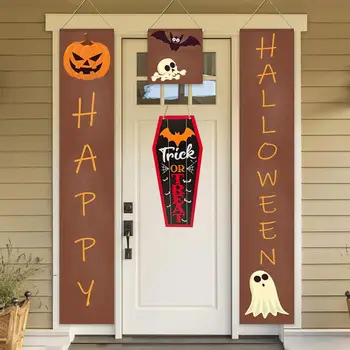 Könnyen hordozható Halloween Ajtó Dekoráció Tartós Halloween Doorplate Kísérteties Csokit vagy Csalunk Halloween Doorplate Medál Könnyű