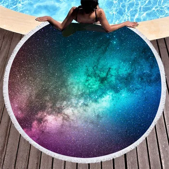 Lannidaa-Galaxy Star Kerek Mikroszálas Strand Törölköző, Nedvszívó Úszás Törölköző, Jóga Szőnyeg Lány, Hölgy Víz Wrap Fű Takaró
