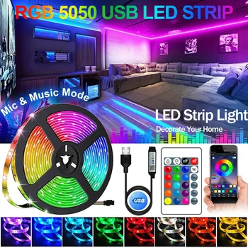 LED Szalag Világítás Bluetooth Wifi USB 5050 SMD 5V-os RGB LED Szalag Lámpa Rugalmas Világítás Dekoráció TV Háttérvilágítás Dióda Szalag