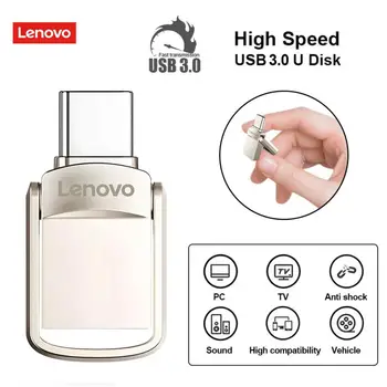 Lenovo Hüvelykujj Usb Flash Meghajtók 32GB 64GB USB 3.0 Micro pendrive 128GB c-Típusú Felület Otg Ünnep, Ajándék Tollat, USB Memory Stick
