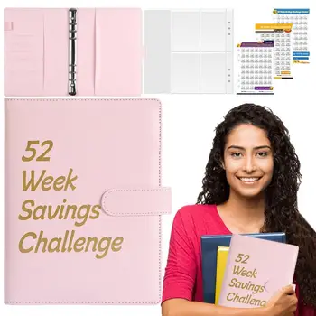 Megtakarítás Binder 52 Hét Megtakarítás Kihívások Könyv Borítékok Hordozható A5-Ös Irattartó Költségvetés Tervező Pénzt Szervező Vízálló Pénz