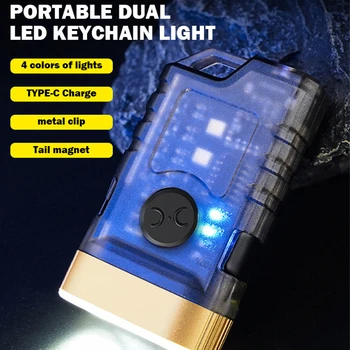 Mini LED-Zseblámpa Zsebében vészvilágítás Kemping Lámpa Hordozható USB Rechargeale Kulcstartó Zseblámpa Munka Fény 395nm UV Fény