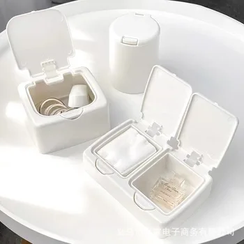 MODULOK Egyszerű Asztali Mini Műanyag Tároló Doboz Vatta Doboz Fedelét porálló Golyó Ablak Írószer Tárolására Szervező