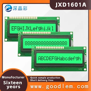 Nagykereskedelmi értékesítés Karakter típus lcd kijelző modul JXD1601A STN Smaragd Pozitív 16X1 rácsos kis képernyő led háttérvilágítás