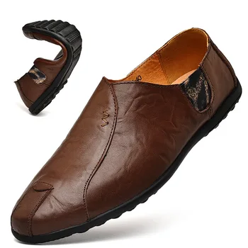 Nyári beanie férfi cipő marhabőr koreai férfi alkalmi bőr cipő puha talp slip-on naplopók cipő bőr kényelmes
