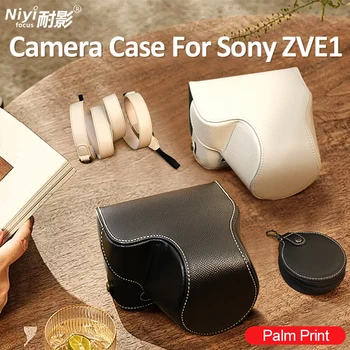 PU Bőr Fényképezőgép tok Teljes Test Védelme Táska Sony ZVE1 PU bőrtok a Csuklópántot a Sony ZV-E1 Akkumulátor Táska