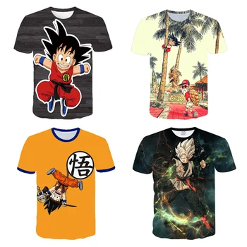 Póló Fiú Ruhákat Anime Dragon Ball Son Goku Szuper Saiyan Pólók Fiú Gyerek Rövid Ujjú Vegeta T-shirt Rajzfilm