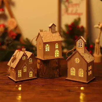 ragyogó karácsonyi ház Nyaralás Dekoratív Karácsonyi Jelenet Miniatűr Ház Téli Táblázat Dekorációs Világítás Karácsonyi Jelenet