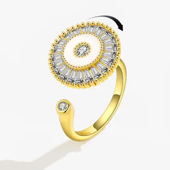 Shuangshuo Kreatív Geometriai Fidget Spinner Gyűrű a Nők Több Kristály Ujj Gyűrű Forgatás Anti Stressz Esküvői Jewerly