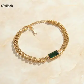 SOMMAR Forró 2022 Arany színű Asszony karkötők karkötők smaragd karkötő cirkon erkek bileklik Divat Legnépszerűbb Luxus Ékszerek