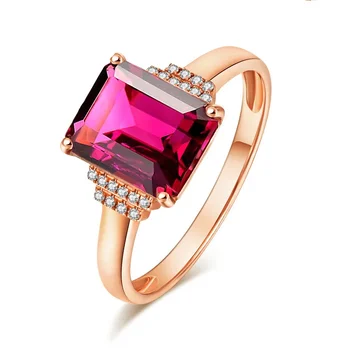 SoNew Stílusú Luxus Téglalap Színes Drágakő Utánzat Vörös Turmalin Nyitott Gyűrű Női Divat Európában, mind Amerikában Élő Gyűrű