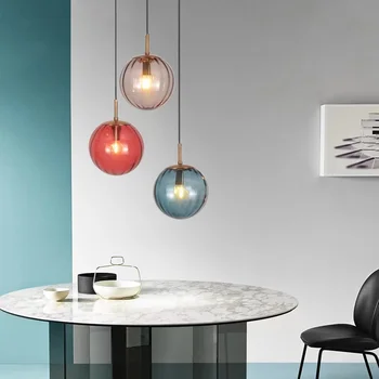 Színes üveg labdát Medál Északi Fény LED Hanglamp A Hálószoba, Étkező, Bár Dekoráció Loft Lámpatest Felfüggesztés Konyhai Kellék