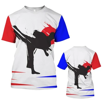 T-shirt 3D Nyomtatás Tai Chi Harcművészetek Harci Nyári TShirts Divat, Gyerek Alkalmi Fiúk Lányok Semleges Kerek Nyakú Pólók Felsők Ruhák
