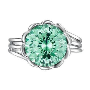 Tavaszi Qiaoer Luxus 925 Sterling Ezüst Virág, Vágott 12 MM Zöld Zafír Drágakő Esküvői Fél Gyűrűt, A Nők Finom Ékszerek