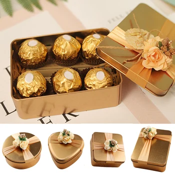 Tinplate Valentin Napi Ajándék Doboz Mini Fém Tároló Doboz Parti Dekoráció Esküvői Csokoládé Doboz Virág Dekoráció Csomagolás
