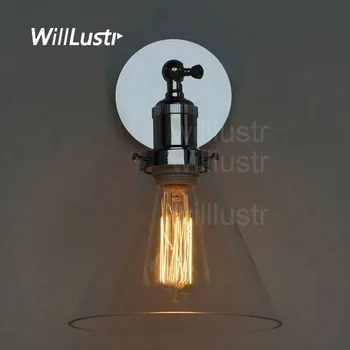 tölcsér átlátszó üveg árnyék lámpa króm színű fali gyertyatartó Amerikai ország lámpa lamping lámpatest loft hotel étterem