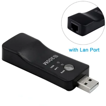 USB TV Wifi Dongle Adapter 300Mbps Univerzális Vezeték nélküli Vevő RJ45 WPS Samsung LG Sony Smart TV