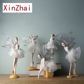 Vilead Gyanta Balett-Táncos Figura Kreatív Angyal Miniatűr Tündér Kert Szobor Modell Lány Szoba Dekoráció Kiegészítők Belső