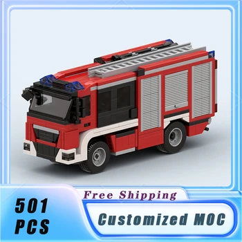 Városi Jármű Klasszikus tűzoltóautó MOC építőkövei Modell Tégla Állítja Össze Kijelző gyermekjátékok Ajándékok 501PCS