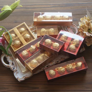 Vörös Arany Színű 10 Beállított Csokoládé Papír Doboz, Valentin-Nap, Karácsony, Esküvő, Születésnapi Party Ajándékok Csomagoló Dobozok